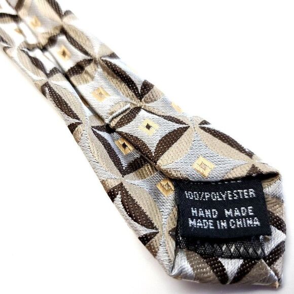 Valerio Garati‎ Beige Brown Silk Tie Woven Geometric - Picture 5 of 6